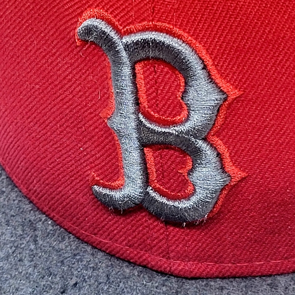 **RARE** BOSTON RED SOX New Era 59Fifty Fitted 7 1/4 RED/GREY 100% Wool Crown - Picture 11 of 11